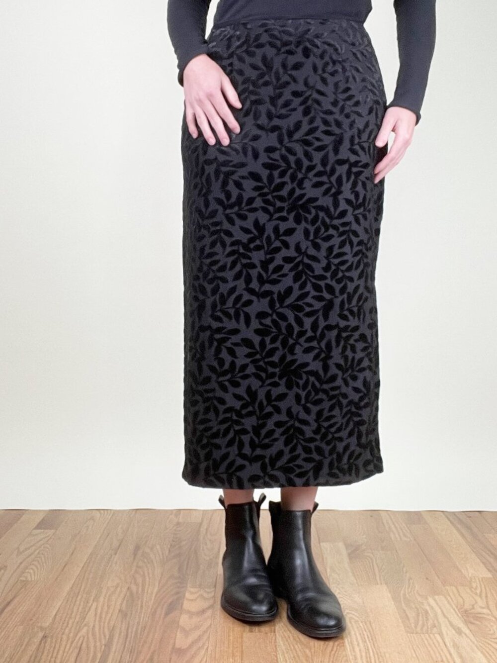 Vintage 90s Y2K Whimsigoth Witchy Midi Column Skirt Fall High Waist or Low Rise - Picture 9 of 9
